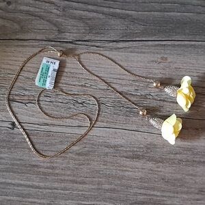 INC Yellow Flower Lariat Necklace